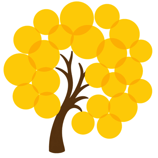 The foodforfolk main logo: a brown tree trunk supporting a bright yellow canopy of overlapping circles on a warm white background.